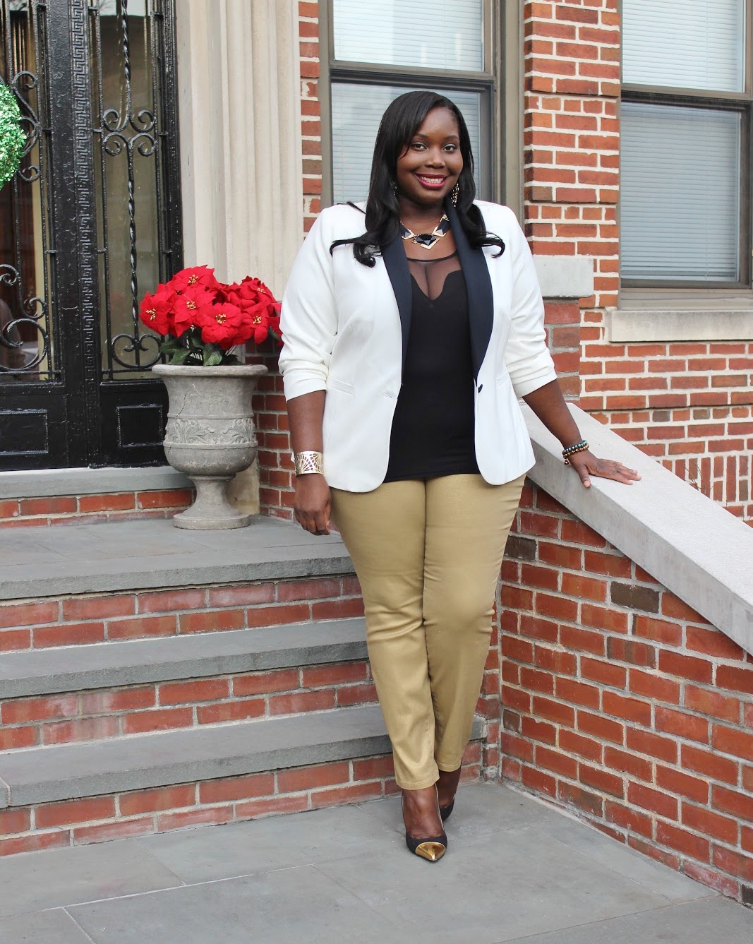Plus size black and white blazer best sale